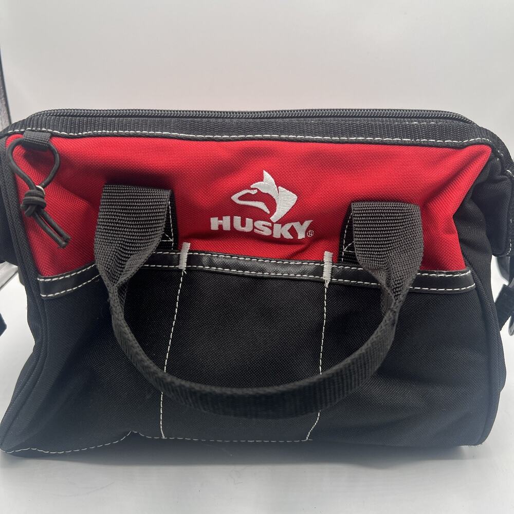 NWOT Husky 12-Inch Tool Bag (12 x 9 x 8 inch) Heavy Canvas Red Black #G09